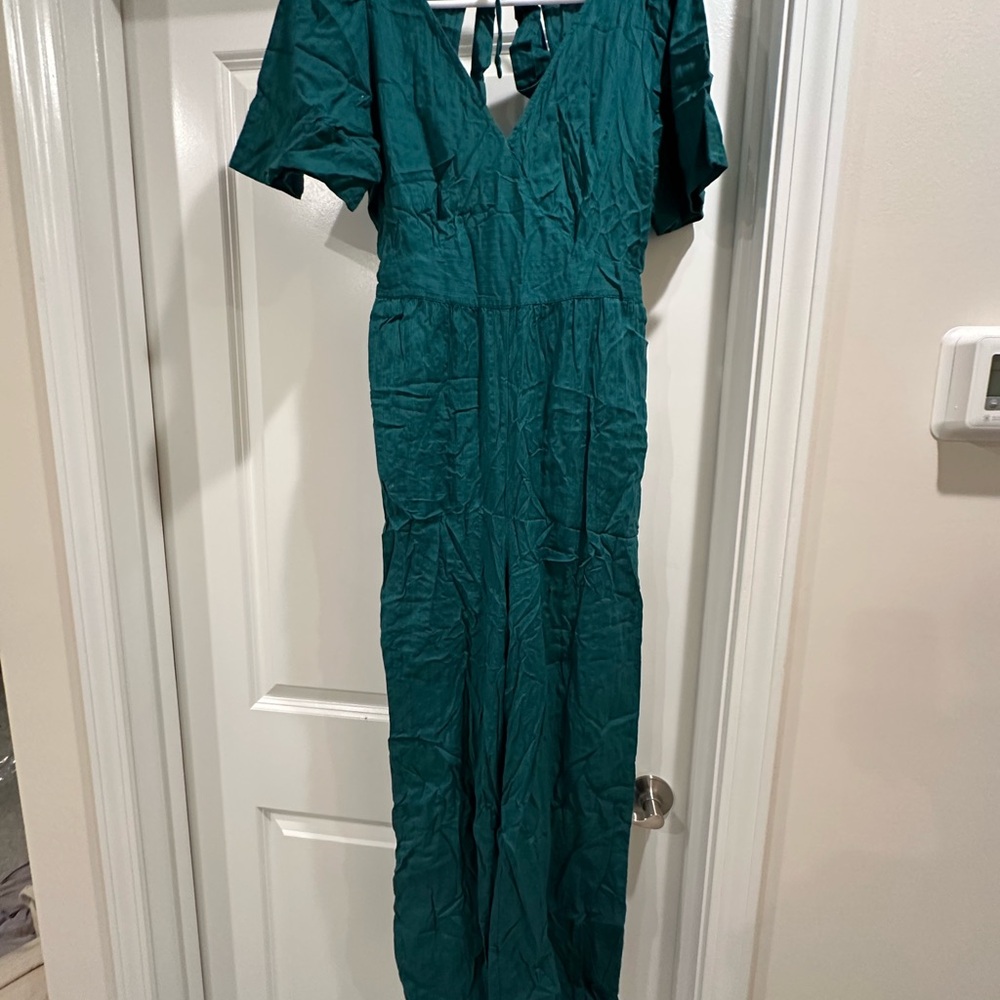 LOFT Teal V-Neck Jumpsuit